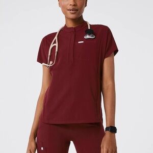 Figs Burgundy Rafaela Scrub Top